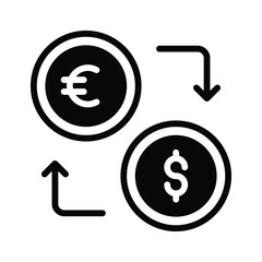 Here is a trendy glyph icon of currency exchange
