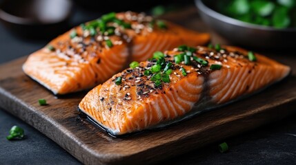 Delicious pan-seared salmon fillets