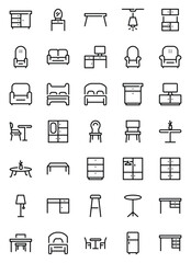 Outline icons set for Furniture interior