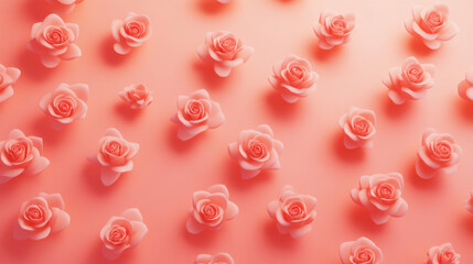 A soft pastel background adorned with delicate pink roses, creating a serene and romantic ambiance.