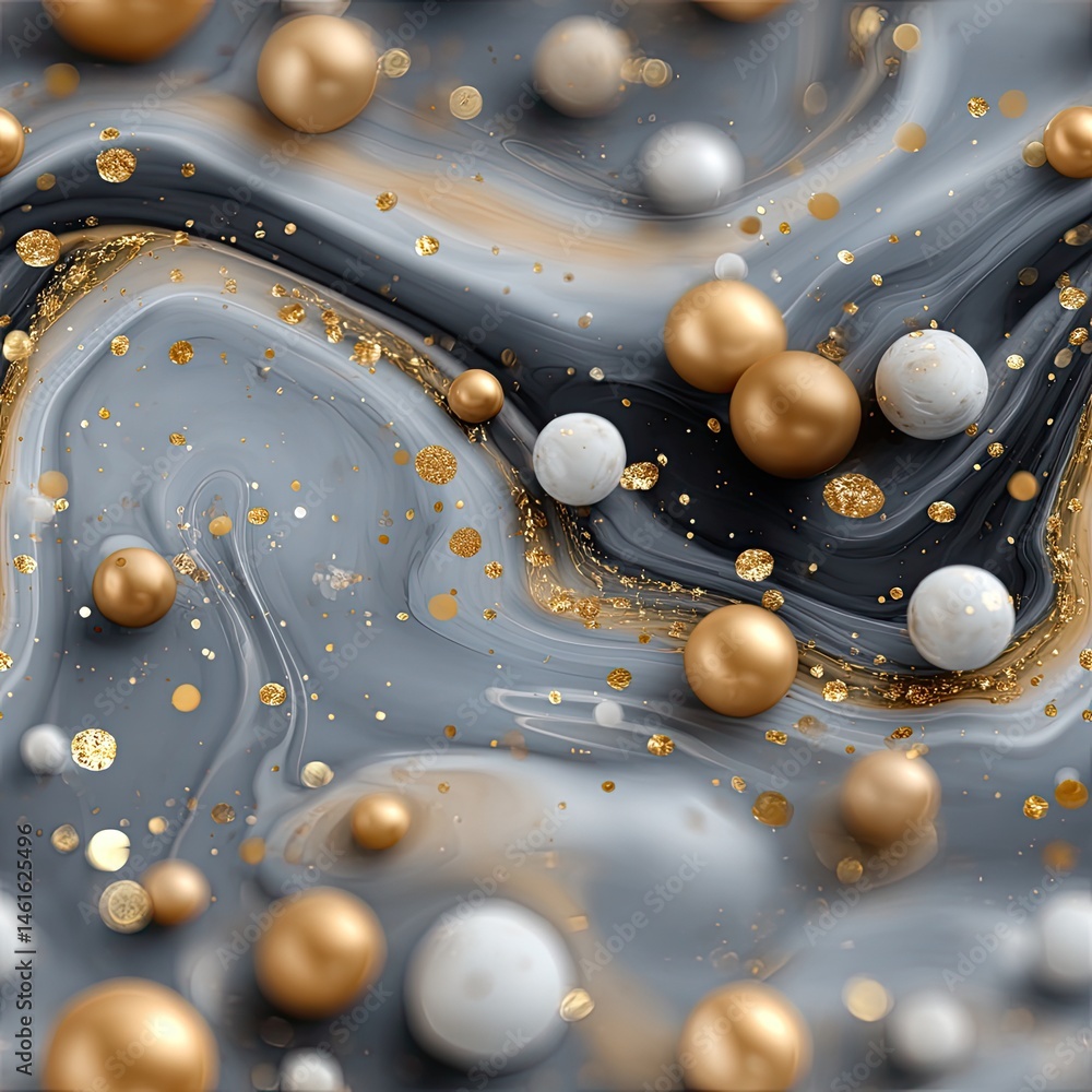 Poster rich black and gold abstract background features a fluid marble effect adorned with splashes of pain