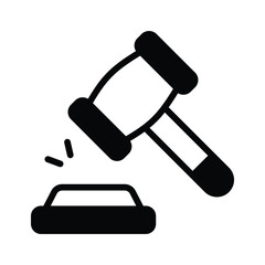 Latest glyph style icon showing court gavel