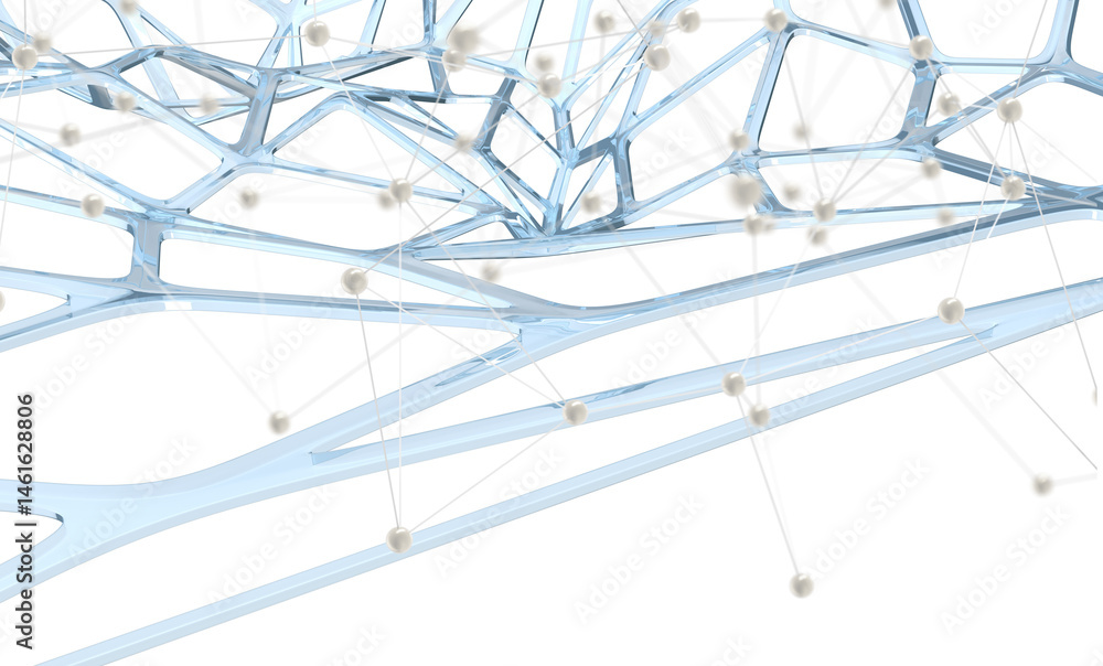 Leinwandbilder global network. blockchain. 3d illustration. neural networks and artificial intelligence. abstract