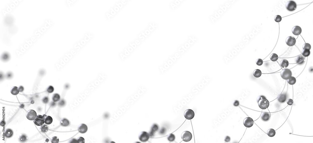 Poster Modern abstract background image featuring interconnected gray spheres and thin lines. Perfect for tech, science, or network concepts.