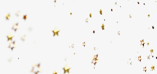 Sparkling gold stars on white background. Perfect for celebrations!