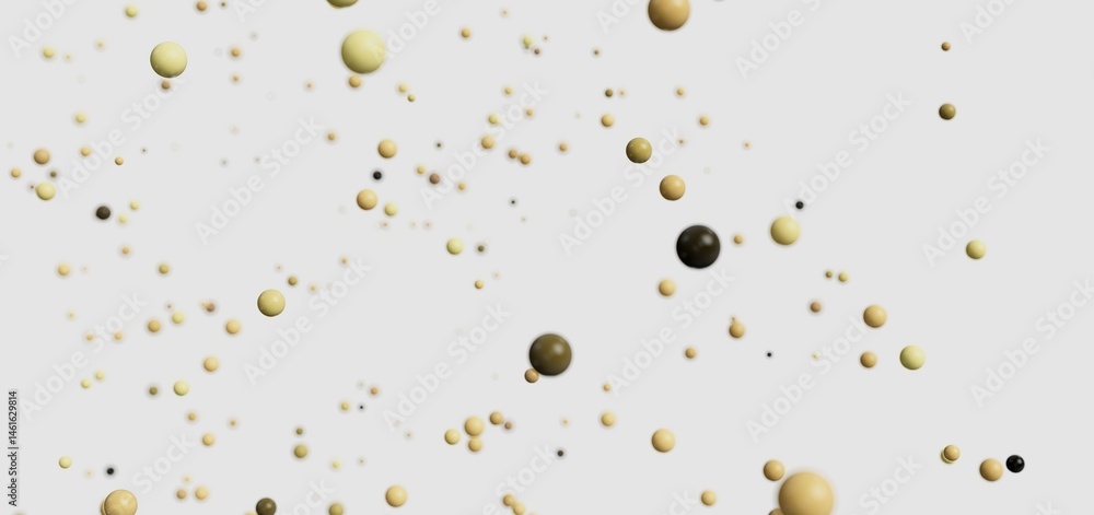 Poster Beautiful abstract background with many beige and brown spheres floating in a white space. Ideal for design projects.