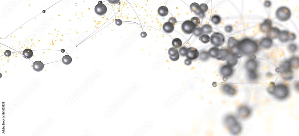 Poster abstract image of connected spheres, representing network, technology, or connection.