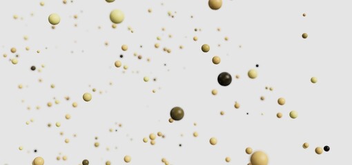 Beautiful abstract background with many beige and brown spheres floating in a white space. Ideal for design projects.