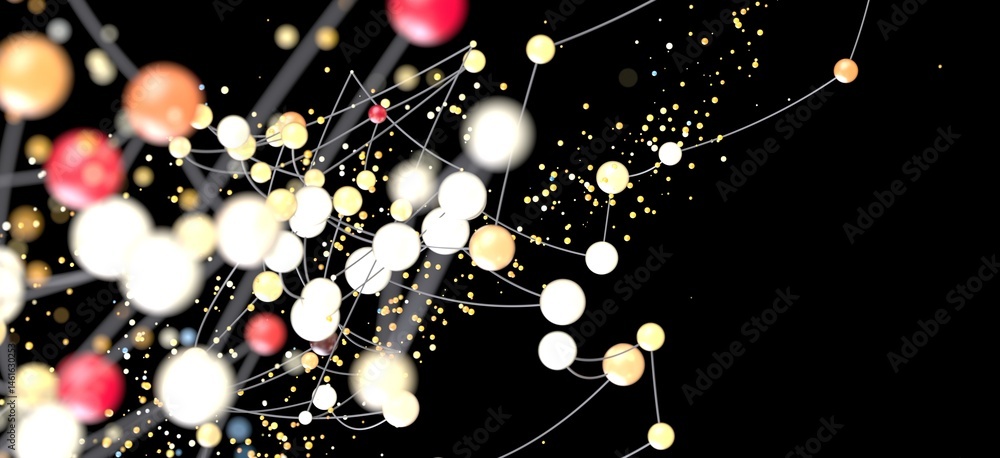 Poster Modern abstract background with glowing spheres connected by lines. Ideal for tech, network, or connection concepts.
