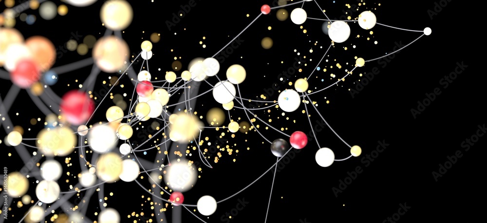 Poster futuristic digital network, glowing spheres connected by lines. perfect for tech, ai, and connectivi