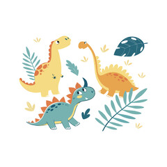 vector illustration of a dragon and dinosaur