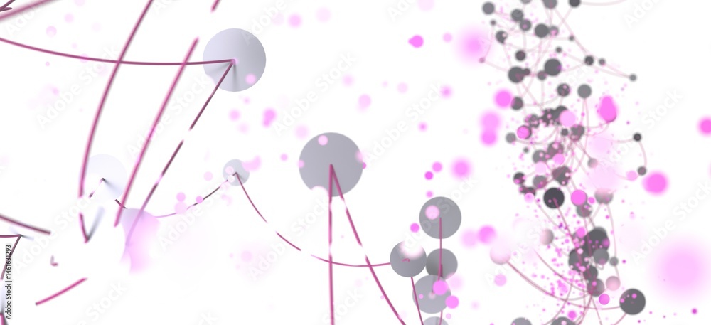 Fototapete Modern abstract background with pink and gray circles connected by lines. Ideal for tech, science, or network concepts.
