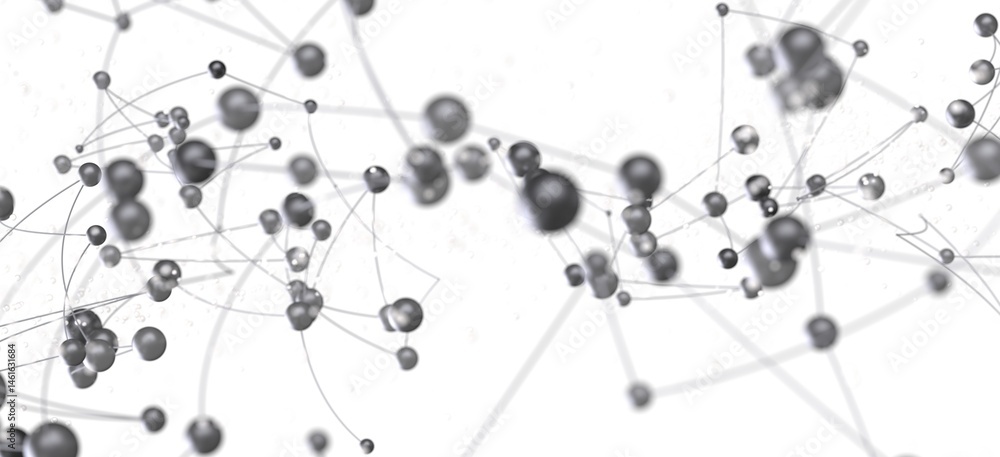 Poster Abstract background image of interconnected gray spheres, representing network, connection, or technology.