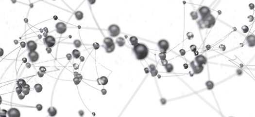 Abstract background image of interconnected gray spheres, representing network, connection, or...