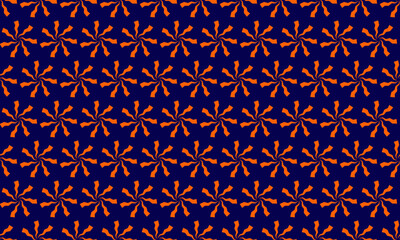 Vibrant orange and navy blue repeating pattern.  Abstract swirling design ideal for textile prints, website backgrounds, or decorative projects.