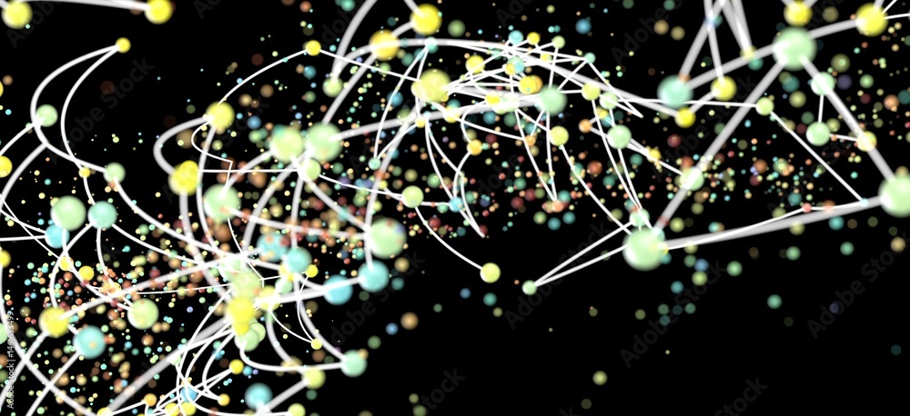 Poster Vibrant stock photo of interconnected nodes and lines, ideal for network, technology, and connection concepts.