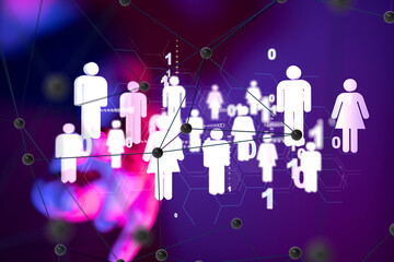 Abstract technology group and data 3d