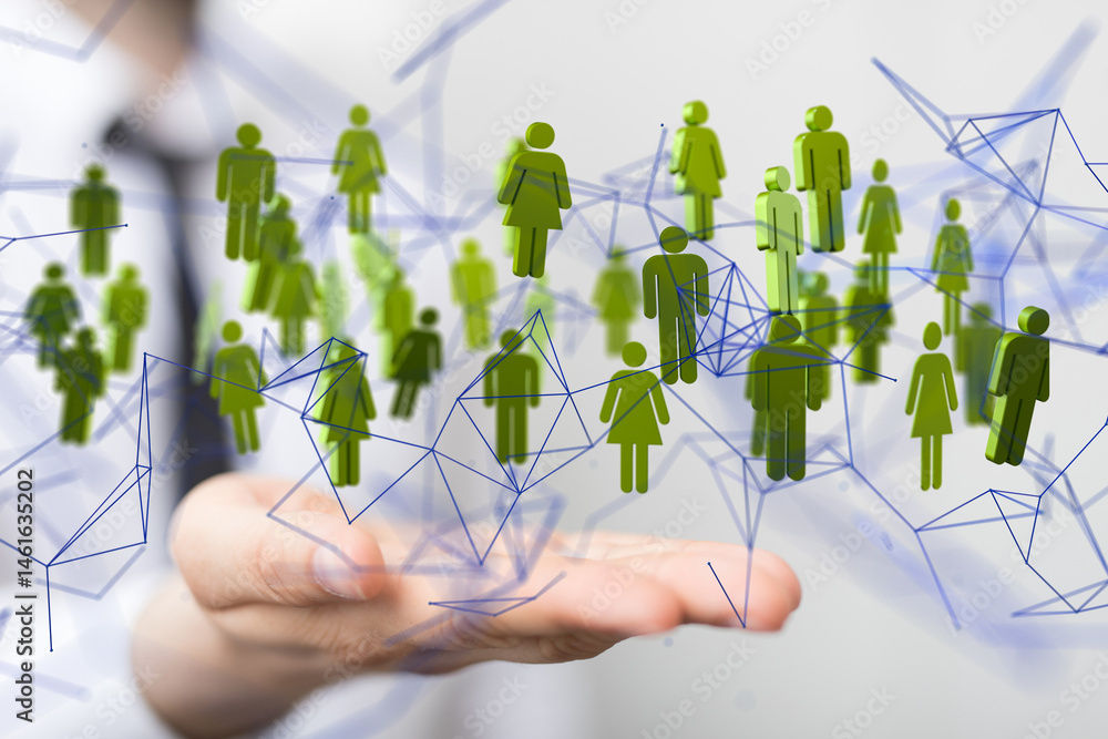 Aufkleber Neural network 3D illustration. Big data and cybersecurity - neural network exposure digital
