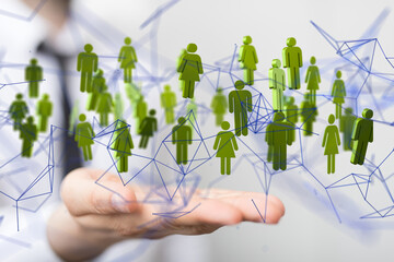 Neural network 3D illustration. Big data and cybersecurity - neural network exposure digital