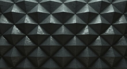 Fototapeta premium Dark pyramidal wall texture rigid and repetitive metallic sheen catches light