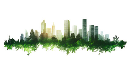 Fototapeta premium Green City Skyline Eco Friendly Urban Landscape