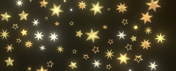 Radiant Euphoria: Lose Yourself in a 3D Gold Stars Rainfall