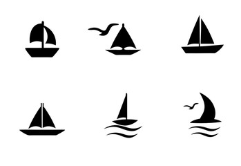 Fototapeta premium Premium Sailboat Silhouettes Collection – High-Quality Nautical Icons for Marine-Themed Designs and Projects