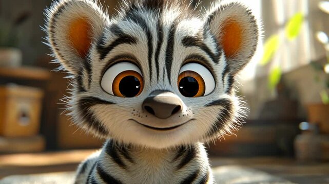 Cute cartoon zebra cub, adorable and playful