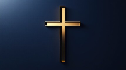 Golden Cross on Dark Blue Background