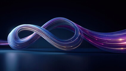 Abstract swirling ribbon of vibrant glowing, translucent colors.  Dynamic, smooth, elegant, and futuristic.  Intricate interplay of light and form on dark background