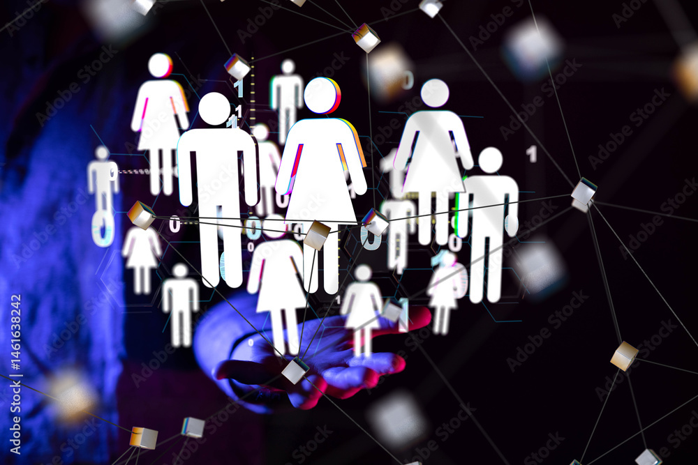 Poster abstract technology group and data 3d