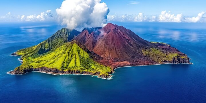 photo of ambrym island erupting
