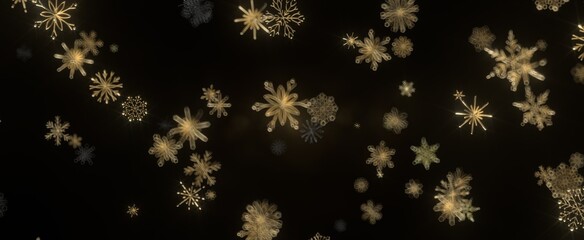 Snowflake Dance: Radiant 3D Illustration Showcasing Falling Christmas Snowflakes in Harmony