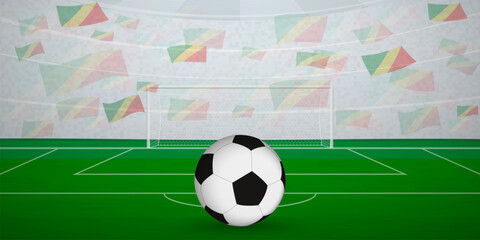 Obraz premium Congolese Football Arena Full of Fans with National Flags, Sports Event Illustration.