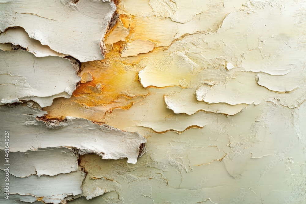 Poster close-up view of peeling bark texture on a tree trunk.