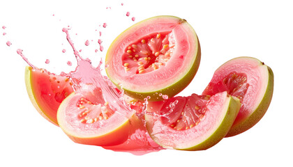 CloseUp View of Yam Slices Falling Against White