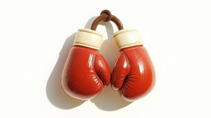 Tied boxing gloves on white background; health concept
