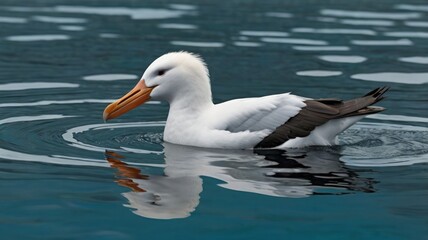 Obraz premium A seabird glides gracefully on the water's surface.