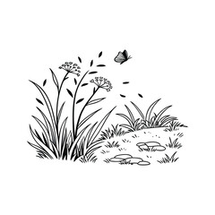 Naklejka premium grass and flowers