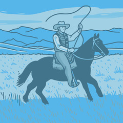A vector of a cowboy