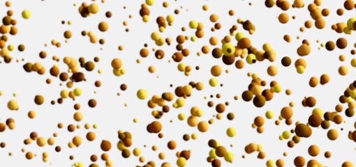 Floating gold spheres, abstract background, ideal for websites, presentations, and more.