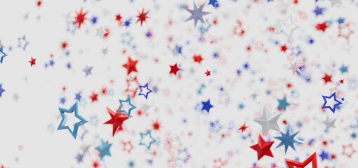 Festive background with red, white, and blue stars. Perfect for Independence Day or patriotic designs.