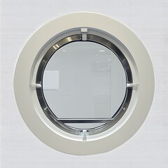 Fototapeta premium Round window with modern interior design.