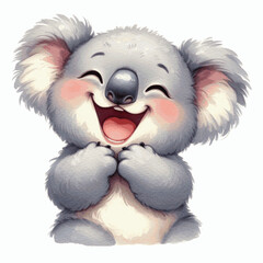 Aqueous Hugs koala laughing happily isolated watercolor vector illustration svg