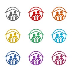 Family protect icon isolated on white background. Set icons colorful