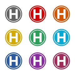 Obraz premium Helicopter landing pad icon isolated on white background. Set icons colorful