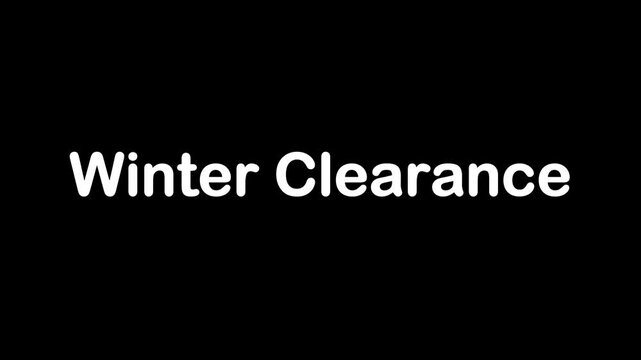 Winter Clearance 3D Animated 4K Sale Video on Black Background for Seasonal Shopping Promotions.