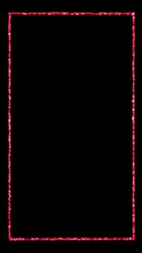 ruby border from glitter red particles, loop frame transparent video, vertical social media motion background