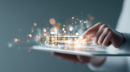 Innovative digital transport solutions urban setting technology showcase modern environment close-up view future concepts