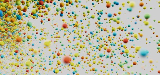 Abstract background of colorful spheres floating in space. Perfect for playful designs.